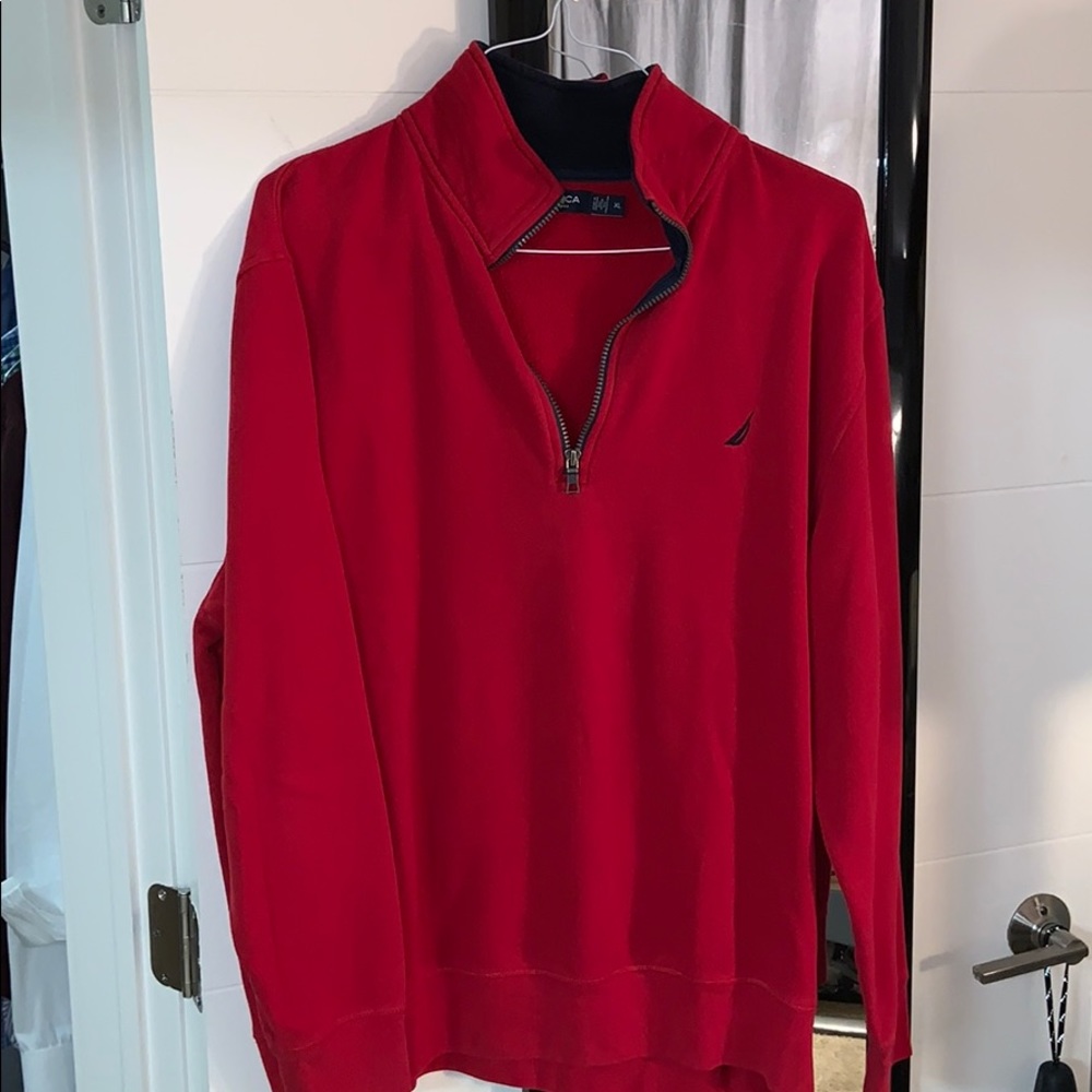 Nautica Red Quarterzip Sweater - XL